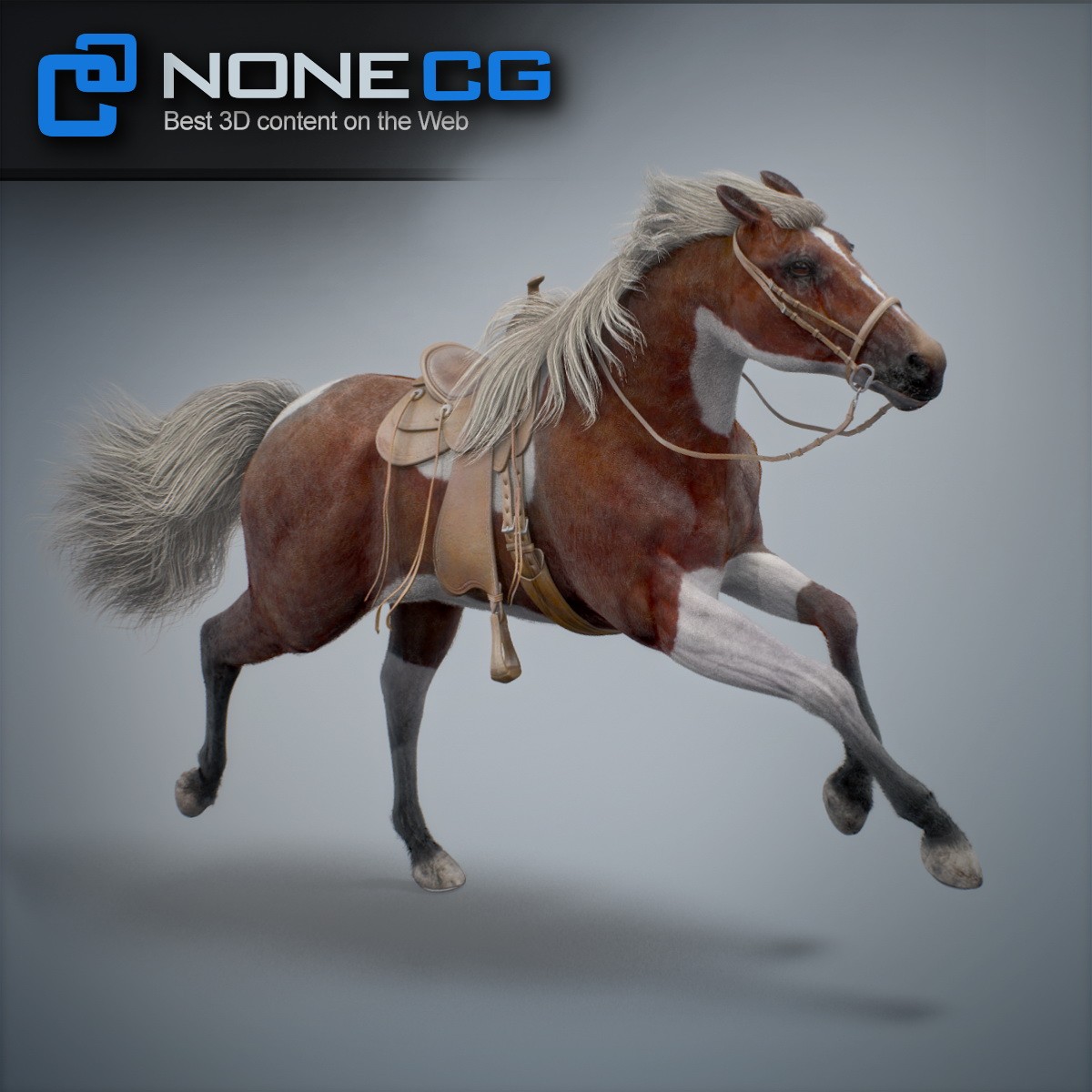 Rigs Animated Horse 3D Model by NoneCG Thinking Animation